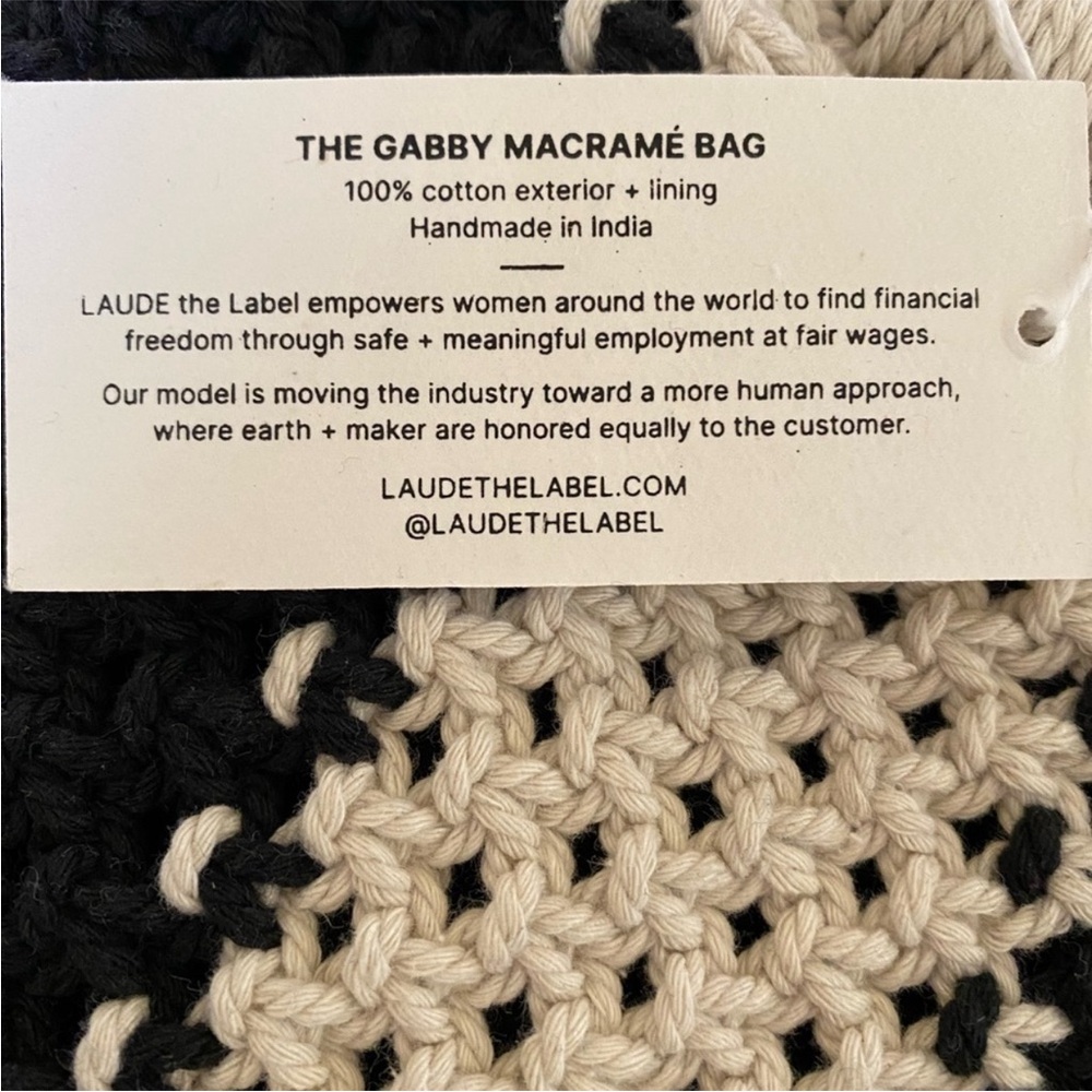 NWT Laude The Label Curateur The Gabby Macrame Off White & black - Picture 9 of 13